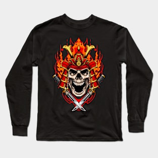 Fire Samurai Skull 01 Long Sleeve T-Shirt